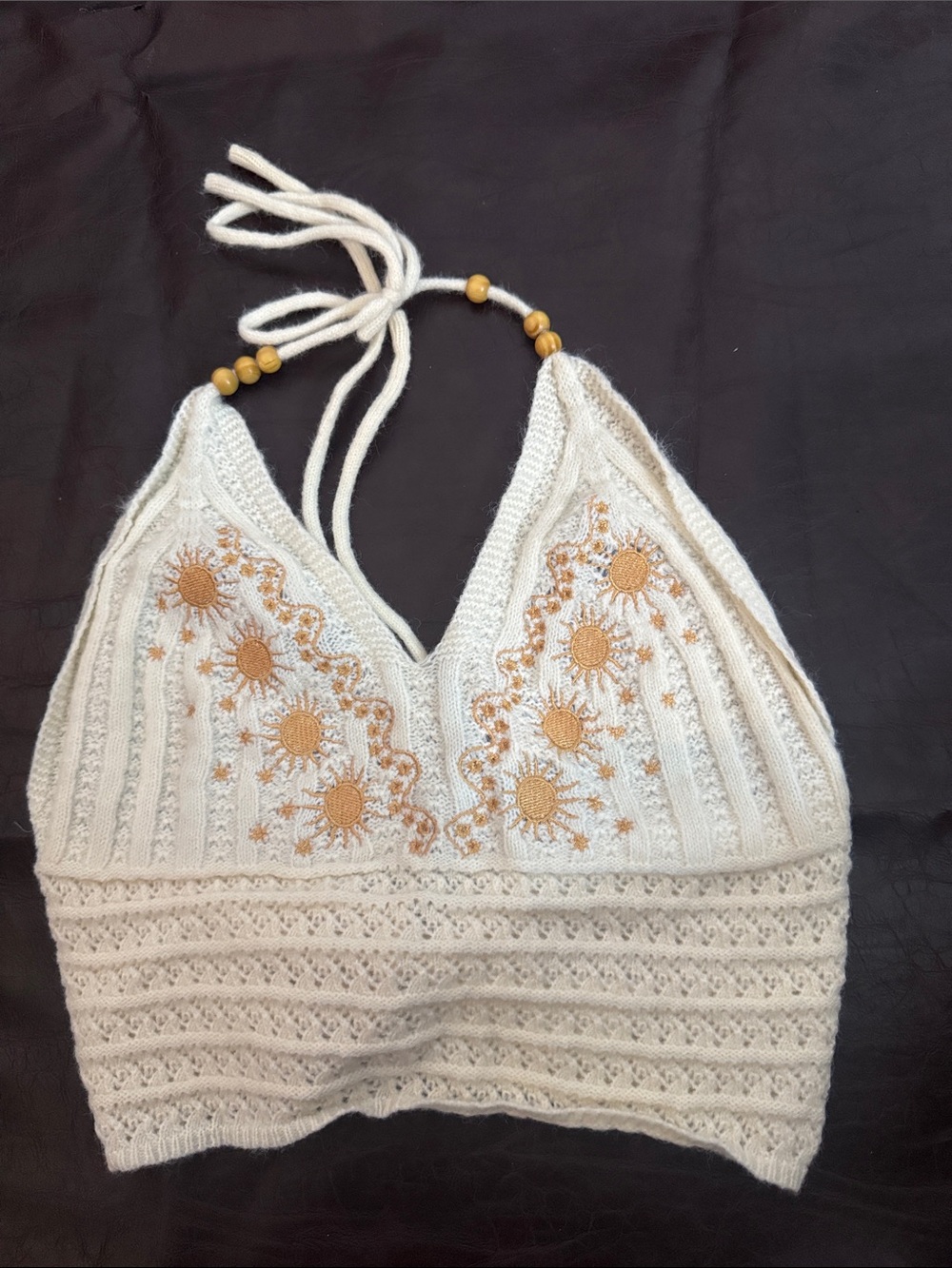 Celestial Cream Halter Knit Crop Top 27.B